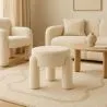 Stool Upholstered In Off-White Bouclé Fabric – Modern Seat For Living Room And Bedroom - Boreta image 7