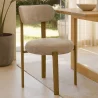 Dining chair Chenille upholstered - Oak effect legs - Ergonomic and modern design - Okare image 7