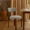 Dining chair upholstered in Chenille – Dark wood-effect legs – Ergonomic and modern design – Okare image 7