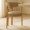 Living room armchair with armrests upholstered in Chenille  – Oak-effect legs – Ergonomic and modern design – Okare image 7