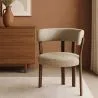 Living room armchair with armrests upholstered in Chenille – Dark wood-effect legs – Ergonomic and modern design – Okare image 7