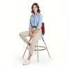 Bar Stool - Patchwork Upholstery - Scandinavian Design and Wooden Legs - Skögur image 7