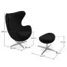  Egg design armchair with footrest - Fabric upholstered - Brave image 7