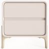 Modern Scandi nightstand covered in faux leather with 2 drawers and natural wood legs - Bennis image 7