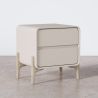 Modern Scandi nightstand covered in faux leather with 2 drawers and natural wood legs - Bennis image 7