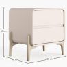 Modern Scandi nightstand covered in faux leather with 2 drawers and natural wood legs - Bennis image 7