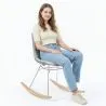 Rocking Chair Modern Fabric Upholstered for Adults - Steel and Wood Legs - Skögur image 7
