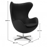 Buy Armchair with armrests - Leather upholstery - Egg-shaped design - Brave Black 13414 Home delivery
