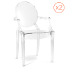Buy Pack of 2 Transparent Dining Chairs - Armrest Design - Louis XIV Transparent 58735 in the Europe