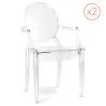 Pack of 2 Transparent Dining Chairs - Armrest Design - Louis XIV image 7