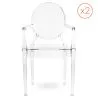 Pack of 2 Transparent Dining Chairs - Armrest Design - Louis XIV image 7