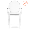 Buy Pack of 2 Transparent Dining Chairs - Armrest Design - Louis XIV Transparent 58735 - in the EU