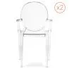 Pack of 2 Transparent Dining Chairs - Armrest Design - Louis XIV image 7