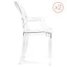 Pack of 2 Transparent Dining Chairs - Armrest Design - Louis XIV image 7