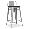 Buy Industrial Design Bar Stool with Backrest - Wood & Steel - 60 cm - Stylix Black 59117 at Privatefloor