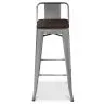 Industrial Design Bar Stool with Backrest - Wood & Steel - 76cm - Stylix image 7
