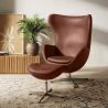  Design armchair with footrest - Leather upholstered - Brave image 7