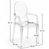 Transparent Dining Chair - Armrest Design - Louis XIV image 7