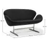 Curved 2 Seater Sofa - Fabric Upholstered - Svin image 7