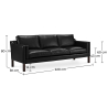 Buy Design Sofa Menache (3 seats) - Premium Leather Black 13928 - in the EU