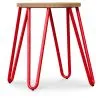 Buy Hairpin Stool - 44cm - Light wood and metal Red 59488