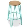 Buy Hairpin Bar Stool 66cm - Lighrt wood and metal Pastel green 59500