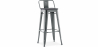 Buy Stylix bar stool with small backrest - Metal and dark wood - 76 cm Industriel 59693 at Privatefloor