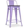 Buy Tolix stool wooden and small backrest - 60cm Pastel purple 59117