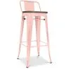 Buy Tolix stool Wooden and small backrest - 76 cm Pastel orange 59118