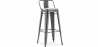 Buy Stylix bar stool with small backrest - 76 cm - Metal and Light Wood Dark grey 59694 - prices