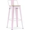 Buy Stylix bar stool with small backrest - 76 cm - Metal and Light Wood Pastel pink 59694