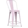 Buy Tolix square bar stool with backrest - 60cm Pastel pink 58410