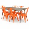 Pack Dining Table - Industrial Design 150cm + Pack of 6 Dining Chairs - Industrial Design - Hairpin Stylix image 9