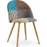 Buy Dining Chair Accent Patchwork Upholstered Scandi Retro Design Wooden Legs - Evelyne Patty Multicolour 59933