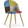 Buy Dining Chair Accent Patchwork Upholstered Scandi Retro Design Wooden Legs - Evelyne Simona Multicolour 59934
