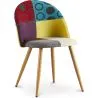 Buy Dining Chair Accent Patchwork Upholstered Scandi Retro Design Wooden Legs - Evelyne Ray Multicolour 59935