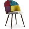 Buy Dining Chair Accent Patchwork Upholstered Scandi Retro Design Dark Wooden Legs - Evelyne Ray Multicolour 59940