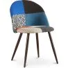 Buy Dining Chair Accent Patchwork Upholstered Scandi Retro Design Dark Wooden Legs - Evelyne Pixi Multicolour 59941
