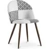 Buy Dining Chair Accent Patchwork Upholstered Scandi Retro Design Dark Wooden Legs - Evelyne Sam White / Black 59942