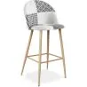 Buy Patchwork Upholstered Bar Stool Scandinavian Design with Metal Legs - Evelyne Sam White / Black 59947
