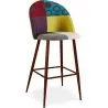 Buy Patchwork Upholstered Bar Stool Scandinavian Design with Dark Metal Legs - Evelyne Ray Multicolour 59950