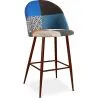 Buy Patchwork Upholstered Bar Stool Scandinavian Design with Dark Metal Legs - Evelyne Pixi Multicolour 59951