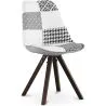 Buy Dining Chair Denisse Upholstered Scandi Design Dark Wooden Legs Premium - Patchwork Sam White / Black 59959
