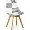 Buy Dining Chair Denisse Upholstered Scandi Design Wooden Legs Premium New Edition - Patchwork Sam White / Black 59974
