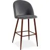 Buy Velvet Upholstered Bar Stool Scandinavian Design with Dark Metal Legs - Evelyne Dark grey 59993
