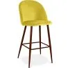 Buy Velvet Upholstered Bar Stool Scandinavian Design with Dark Metal Legs - Evelyne Yellow 59993