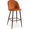Buy Velvet Upholstered Bar Stool Scandinavian Design with Dark Metal Legs - Evelyne Reddish orange 59993