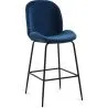 Buy Bar Stool Accent Velvet Upholstered Retro Design - Elias Dark blue 59997