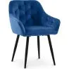 Buy Dining Chair Accent Velvet Upholstered Scandi Retro Design Wooden Legs - Alene  Dark blue 59998