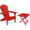 Buy Garden Chair + Table Adirondack Wood Outdoor Furniture Set - Alana Red 60008